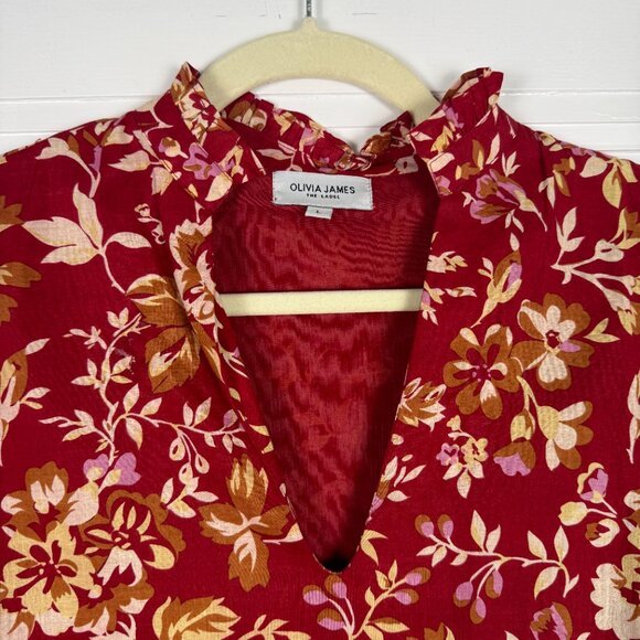 Olivia James The Label Floral Ruffle Hem Dress - Size Large - Picture 2 of 6